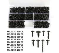 GUPEB 340/500pcs Pan Head Tapping Screw Cross Head Self Tapping Screw Set Assortment Kit Black Furniture Carbon Steel