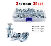 GUPEB 35pcs/box Jack Nut Expansion Rivets Nut Screw Bolt Kit for Hollow Wall Iron Skin Clamp Petal Shape Anchors Plugs