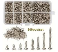 GUPEB 800pcs M2 Self Tapping Screw Assortment Kit Tapping Screw Assortment Kit Lock Nut Wood Thread Nail Screw Sets