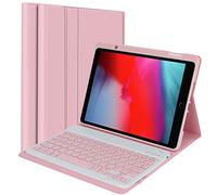 GUPENAA Keyboard Case for iPad 9th/8th/7th Gen 10.2"/Pro 10.5"/Air 3 2019, Wireless Magnetic Detachable Bluetooth Keyboard with Pencil Holder,Pink