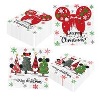 Gupesxu Mouse Christmas Party Decorations, Mouse Christmas Party Napkins, Red White Christmas Tree Mouse Christmas Paper Napkins Christmas Table Decorations for Xmas Birthday Holiday Party Supplies