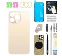 GUPFIX Back Glass Replacement for iPhone 12 Pro Max with Repir Tools, Big Hole Rear Back Cover Glass Replacement All Carriers with Pre-Installed Adhesive and Repairing Tool Kits (Gold)
