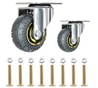 GupHoom 4 Inch Heavy Duty Rubber Swivel Caster Wheels Anti Skid Mute with 360 Degree Ball Bearing Castors Top Plate 2 Pack