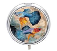 Guppy Fish Ocean Vintage Newspaper Small Pill Box Case 3 Compartment 2"
