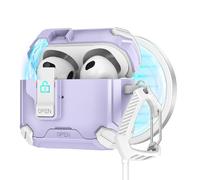 Guppy for AirPods 2nd/1st Secure Lock Case Cover with Phone Stand & Cleaning Kit, Compatible with MagSafe, Magnetic Automatic Lock for AirPods Charging Case-Purple