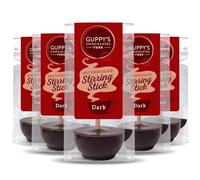 Guppy's Chocolates York | Dark Hot Chocolate Stirrers | 5 Pack | 32 gram Cup Shaped Drinking Chocolate Sticks Spoons | Individually Packaged