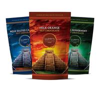 Guppy's Chocolates York | Hot Chocolate Flakes | 3 Pack | Real Grated Drinking Chocolate | 245g Resealable Pouch Equal To 7 Sachets per pack (Orange|Salted Caramel|Peppermint)
