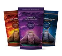 Guppy's Chocolates York | Hot Chocolate Flakes | 3 Pack | Real Grated Drinking Chocolate | 245g Resealable Pouch Equal To 7 Sachets per pack (Milk | Orange | Salted Caramel)