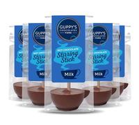 Guppy's Chocolates York | Milk Hot Chocolate Stirrers | 5 Pack | 32gram Cup Shaped Drinking Chocolate Sticks Spoons | Individually Packaged