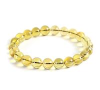 Guptue Natural Baltic Amber Bracelet for Adults (Women/Men)/ Baltic Amber Rainbow Beads Certified Amber Jewelry/Stretch Handmade Gemstone Wristband, 180mm long, amber, Amber