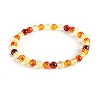 Guptue Natural Baltic Amber Bracelet for Adults (Women/Men)/ Baltic Amber Rainbow Beads Certified Amber Jewelry/Stretch Handmade Gemstone Wristband, 180mm long, amber, Amber