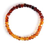 Guptue Natural Baltic Amber Bracelet for Adults (Women/Men)/ Baltic Amber Rainbow Beads Certified Amber Jewelry/Stretch Handmade Gemstone Wristband, 180mm long, amber, Amber