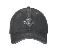 GUPUOOU Freemason Compass Skull Widows Son Masonic Baseball Cap Fashion Distressed Denim Snapback Cap Unisex Outdoor Summer Hats Cap Cotton