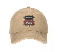 GUPUOOU Route The 66 Highway Baseball Cap Vintage Distressed Denim Motorcycle Headwear Unisex Outdoor Hats Cap Cotton，for All Seasons