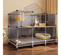 GUQASDV Black Cat Cages Indoor, Catio Indoor Cat Enclosure, Cat Playpen with Top Cover, Cat Crate with Wheels for Ferret, Chinchilla, Rabbit, Small Animals(106 * 46 * 82cm)