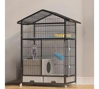 GUQASDV Cat Cage, Cat House, Cat Playpen with Top Cover, Catio Indoor Cat Enclosure with Litter Box with Anti-collision Lock Easy to Move for Small Animals(Black,83x59x136cm)