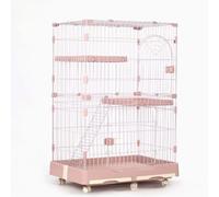 GUQASDV Cat Cages, Cat Crate, Enclosed Cat Playpen, Catio Indoor Cat Enclosure on Wheels Quick Assembly Easy to Clean for Rabbits, Small Animals(Pink,99x62.5x132cm)