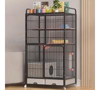 GUQASDV Cat Cages, Catio Indoor Cat Enclosure, Cat Playpen with Top Cover, Cat House, Cat Crate with Storage with Wheels with Anti-collision Lock(Black,83x59x156cm)