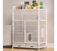 GUQASDV Cat Cages, Catio Indoor Cat Enclosure, Cat Playpen with Top Cover, Cat House, Cat Crate with Storage with Wheels with Anti-collision Lock(White,83x59x126cm)