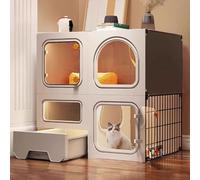 GUQASDV Cat Cages Indoor, Cat Houses, Cat Playpen with Top Cover, Cat Enclosures with Pull-out Litter Box with Upgraded Lock for Balcony(71 * 36.5 * 71cm)