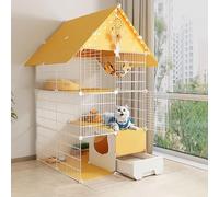 GUQASDV Cat Cages Indoor, Cat Playpen with Top Cover, Cat Crates, Cat Enclosures House-shaped for Ferret, Chinchilla, Rabbit, Small Animals(70 * 70 * 140cm)
