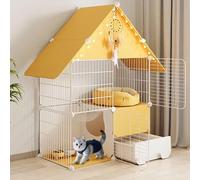 GUQASDV Cat Cages Indoor, Cat Playpen with Top Cover, Cat Crates, Cat Enclosures House-shaped for Ferret, Chinchilla, Rabbit, Small Animals(70 * 35 * 105cm)