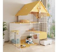 GUQASDV Cat Cages Indoor, Cat Playpen with Top Cover, Cat Crates, Cat Enclosures House-shaped for Ferret, Chinchilla, Rabbit, Small Animals(105 * 70 * 140cm)