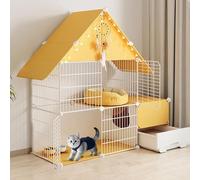 GUQASDV Cat Cages Indoor, Cat Playpen with Top Cover, Cat Crates, Cat Enclosures House-shaped for Ferret, Chinchilla, Rabbit, Small Animals(105 * 35 * 105cm)