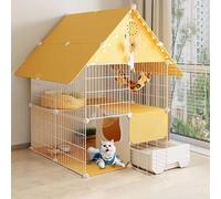 GUQASDV Cat Cages Indoor, Cat Playpen with Top Cover, Cat Crates, Cat Enclosures House-shaped for Ferret, Chinchilla, Rabbit, Small Animals(70 * 70 * 105cm)