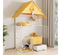 GUQASDV Cat Cages Indoor, Cat Playpen with Top Cover, Cat Crates, Cat Enclosures House-shaped for Ferret, Chinchilla, Rabbit, Small Animals(70 * 35 * 140cm)