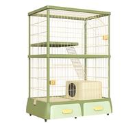 GUQASDV Cat Cages Indoor, Cat Playpen with Top Cover, Cat Enclosure, Cat Crate with Universal Wheels with Litter Box for Ferret, Chinchilla, Rabbit, Small Animals(Green,87 * 64 * 130.2cm)