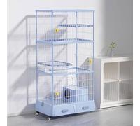 GUQASDV Cat Cages Indoor, Cat Playpen with Top Cover, Cat Enclosure, Cat Crate with Universal Wheels with Litter Box for Ferret, Chinchilla, Rabbit, Small Animals(Blue,87 * 64 * 178cm)
