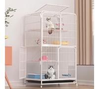 GUQASDV Cat Cages Indoor, Catio Indoor Cat Enclosure, Cat Playpen with Top Cover, Cat Enclosure with Universal Wheels for Cats, Ferret, Chinchilla, Rabbit, Small Animals(White,71 * 55 * 127cm)