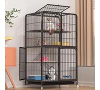 GUQASDV Cat Cages Indoor, Catio Indoor Cat Enclosure, Cat Playpen with Top Cover, Cat Enclosure with Universal Wheels for Cats, Ferret, Chinchilla, Rabbit, Small Animals(Black,71 * 55 * 137cm)