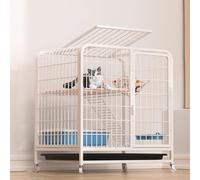 GUQASDV Cat Cages Indoor, Catio Indoor Cat Enclosure, Cat Playpen with Top Cover, Cat Enclosure with Universal Wheels for Cats, Ferret, Chinchilla, Rabbit, Small Animals(White,61 * 41 * 66cm)