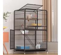 GUQASDV Cat Cages Indoor, Catio Indoor Cat Enclosure, Cat Playpen with Top Cover, Cat Enclosure with Universal Wheels for Cats, Ferret, Chinchilla, Rabbit, Small Animals(Black,94 * 64 * 150cm)