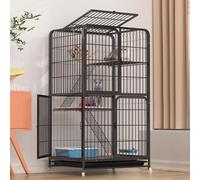 GUQASDV Cat Cages Indoor, Catio Indoor Cat Enclosure, Cat Playpen with Top Cover, Cat Enclosure with Universal Wheels for Cats, Ferret, Chinchilla, Rabbit, Small Animals(Black,71 * 55 * 127cm)