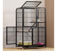 GUQASDV Cat Cages Indoor, Catio Indoor Cat Enclosure on Wheels, Enclosed Cat Playpen, Cat Enclosure with PVC Tray for Ferret, Chinchilla, Small Animals(Black,71x55x127cm)