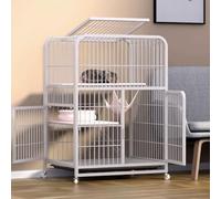 GUQASDV Cat Cages Indoor, Catio Indoor Cat Enclosure on Wheels, Enclosed Cat Playpen, Cat Enclosure with PVC Tray for Ferret, Chinchilla, Small Animals(White,71x55x107cm)