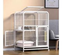 GUQASDV Cat Cages Indoor, Catio Indoor Cat Enclosure on Wheels, Enclosed Cat Playpen, Cat Enclosure with PVC Tray for Ferret, Chinchilla, Small Animals(White,71x55x94cm)