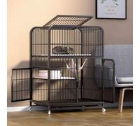 GUQASDV Cat Cages Indoor, Catio Indoor Cat Enclosure on Wheels, Enclosed Cat Playpen, Cat Enclosure with PVC Tray for Ferret, Chinchilla, Small Animals(Black,71x55x107cm)