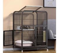 GUQASDV Cat Cages Indoor, Catio Indoor Cat Enclosure on Wheels, Enclosed Cat Playpen, Cat Enclosure with PVC Tray for Ferret, Chinchilla, Small Animals(Black,71x55x94cm)