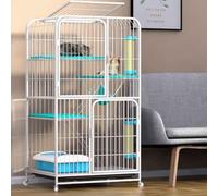 GUQASDV Cat Cages Indoor, Catio Indoor Cat Enclosure on Wheels, Enclosed Cat Playpen, Cat Enclosure with PVC Tray for Ferret, Chinchilla, Small Animals(White,71 * 55 * 137cm)