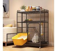 GUQASDV Cat Enclosures Indoor, Enclosed Cat Playpen, Cat House, Cat Crate Folded with Anti-Collision Lock with PVC Tray Easy to Move for Small Animals(Black,78x52x110cm)