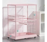 GUQASDV Catio Indoor Cat Enclosure, Cat Cages on Wheels, Cat Playpen with Top Cover, Cat House for Ferret, Chinchilla, Rabbit, Small Animals(Rose)
