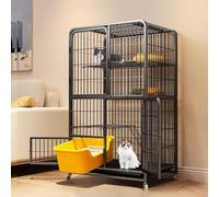 GUQASDV Catio Indoor Cat Enclosure, Enclosed Cat Playpen, Cat Crate, Cat Cage with Anti-collision Lock with PVC Tray Easy to Move for Small Animals(Black,78x52x137cm)