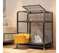 GUQASDV Catio Indoor Cat Enclosure, Enclosed Cat Playpen, Cat Crate, Cat Cage with Anti-collision Lock with PVC Tray Easy to Move for Small Animals(Black,78x52x100cm)