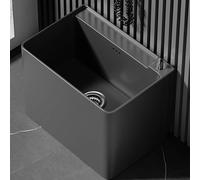 GUQASDV Ceramic Floor Mop Sink,Heavy Art Mop Basin, Multifunctional Mop Service Basin, One-click Flushing,for Restaurants, Hotels, Fitness Centers(Black spray gun)