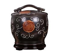 GUQASDV Ceramic Rice Jar Large, Sealed Rice Container with Lid Large-Capacity Rice Bucket,Household Rice Barrel, Food Containers Jar for Soybeans Corn Flour Oatmeal(Black,Capacity: 15 kg)