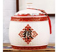 GUQASDV Chinese Rice Pot, Ceramic Rice Bucket with Lid, Large-Capacity Grain Storage Container, Sealed Rice Storage Bucket for Grains Snacks Candy Coffee Beans(Shape5,Capacity: 5kg)